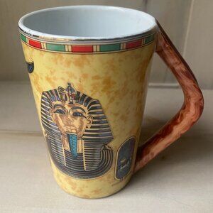 Share Fathi Mahmoud Mug Egyptian Pharaoh King Tut Gold Trim Egypt Made Porcelain